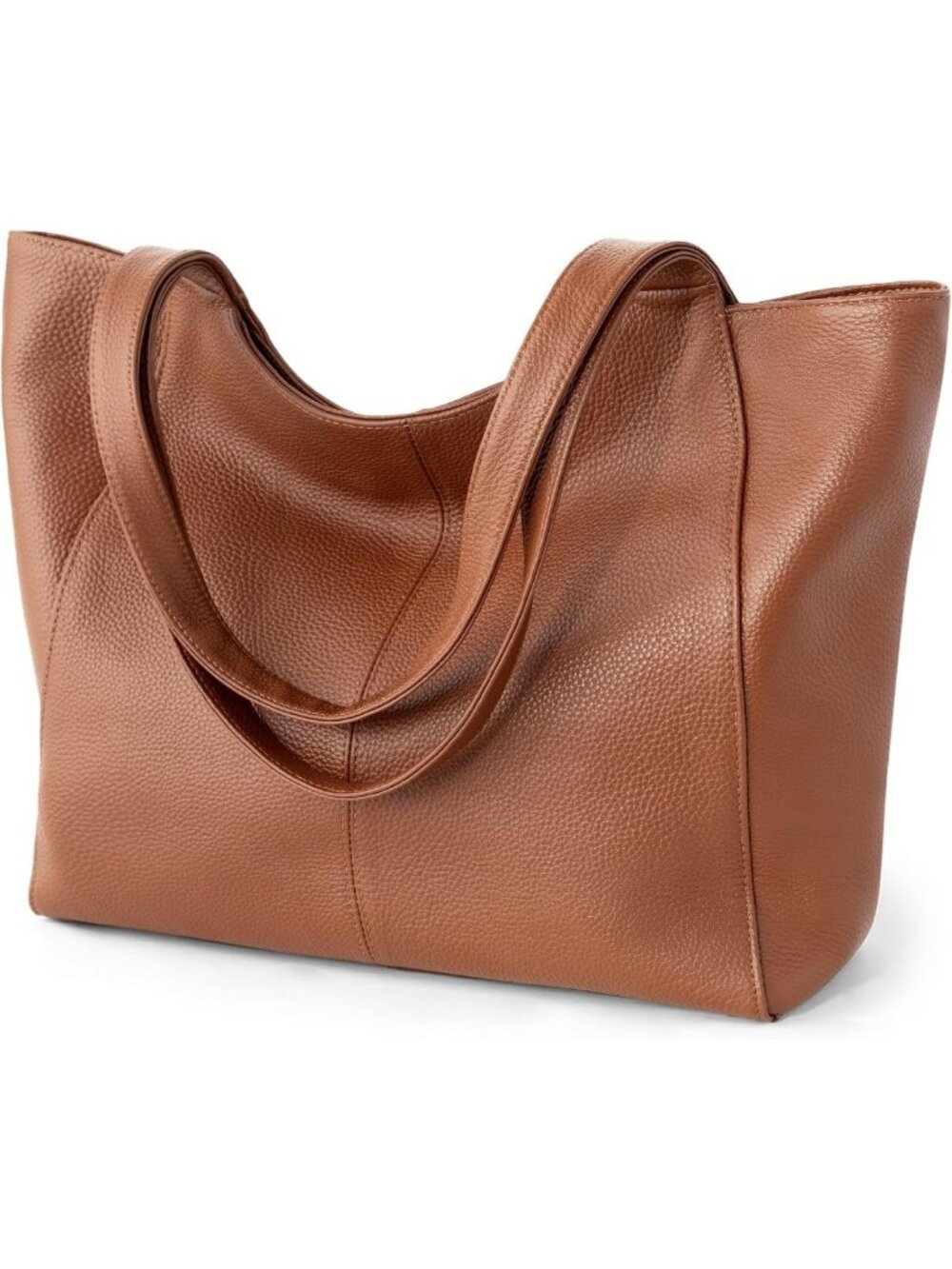 Soft Genuine Leather Tote Bag for Women | Zipper Closure, Slouchy Work Bag